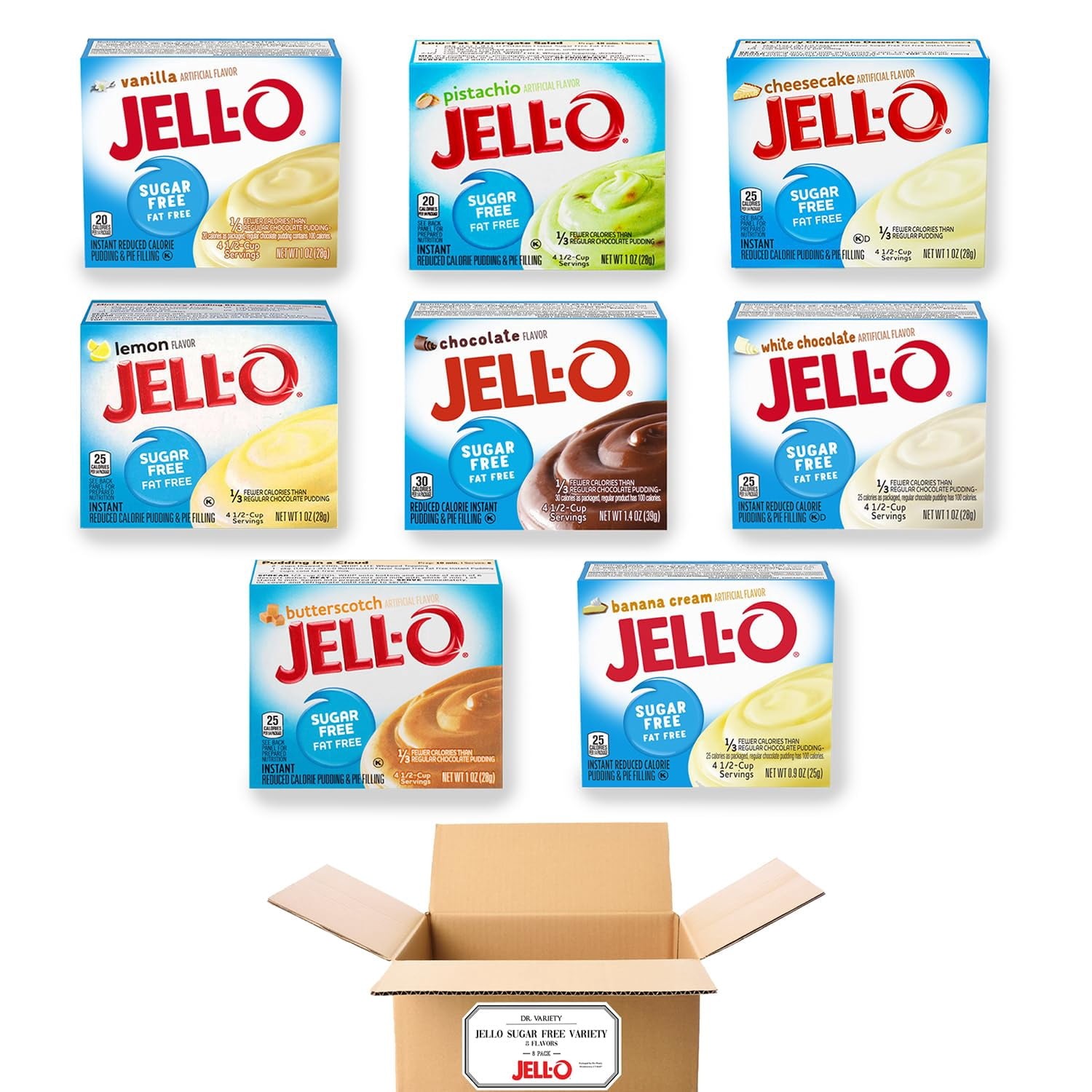 Jello Sugar Free Pudding Mix Instant – Dessert Flavor Variety Pack (8 Flavors…
