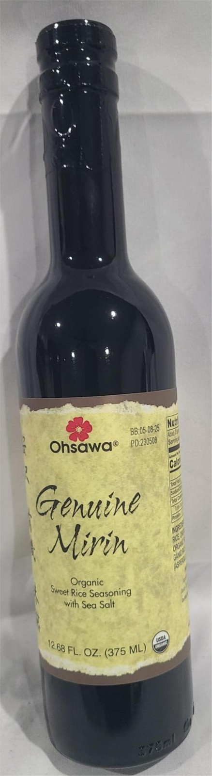 Ohsawa Genuine Mirin Sweet Rice Seasoning Wine Japanese Cuisine 12.68oz BB 5/25