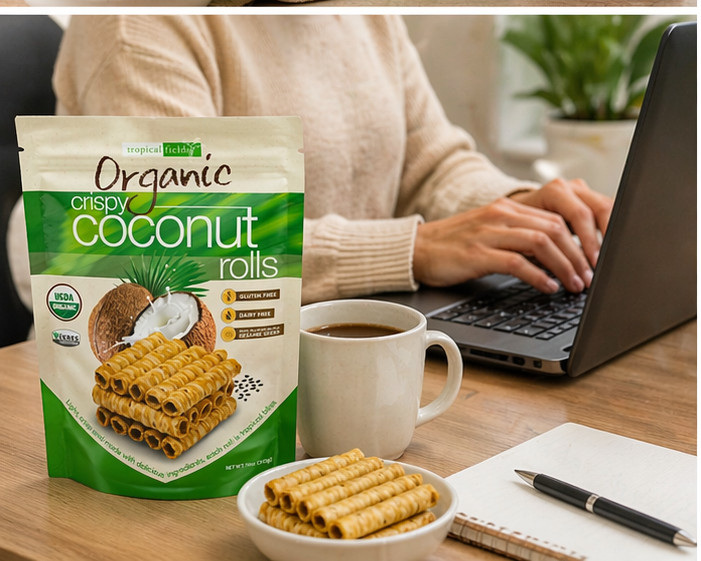 2 PACK Tropical Fields Organic Crispy Coconut Rolls, 11 OZ Each, FREE SHIPPING!!