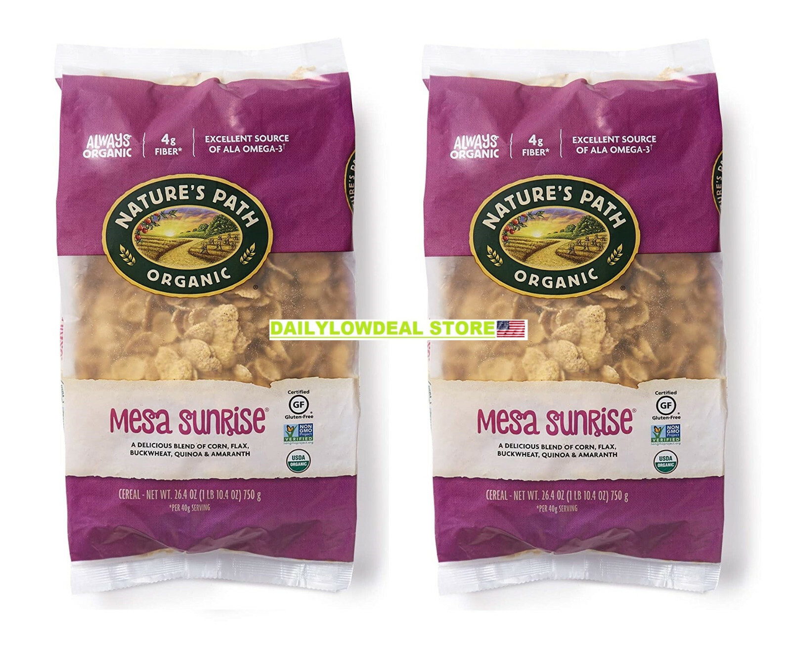2 PACK Nature’s Path Organic Mesa Sunrise Cereal 26.4 Bags