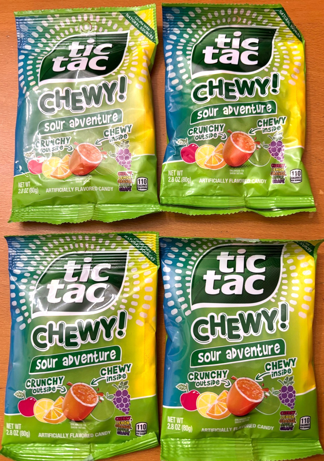 Tic Tac Chewy Sour Adventure 2.8oz hang bag * LOT OF 4 * EXP: 10/07/2026