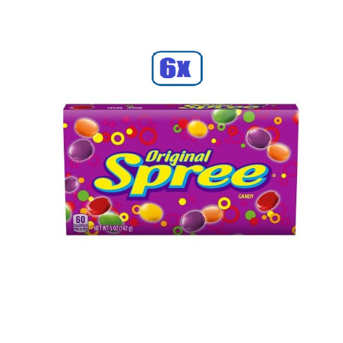6x Packs Wonka Spree Original Hard Candy, Theater Candy Boxes – 5oz Each