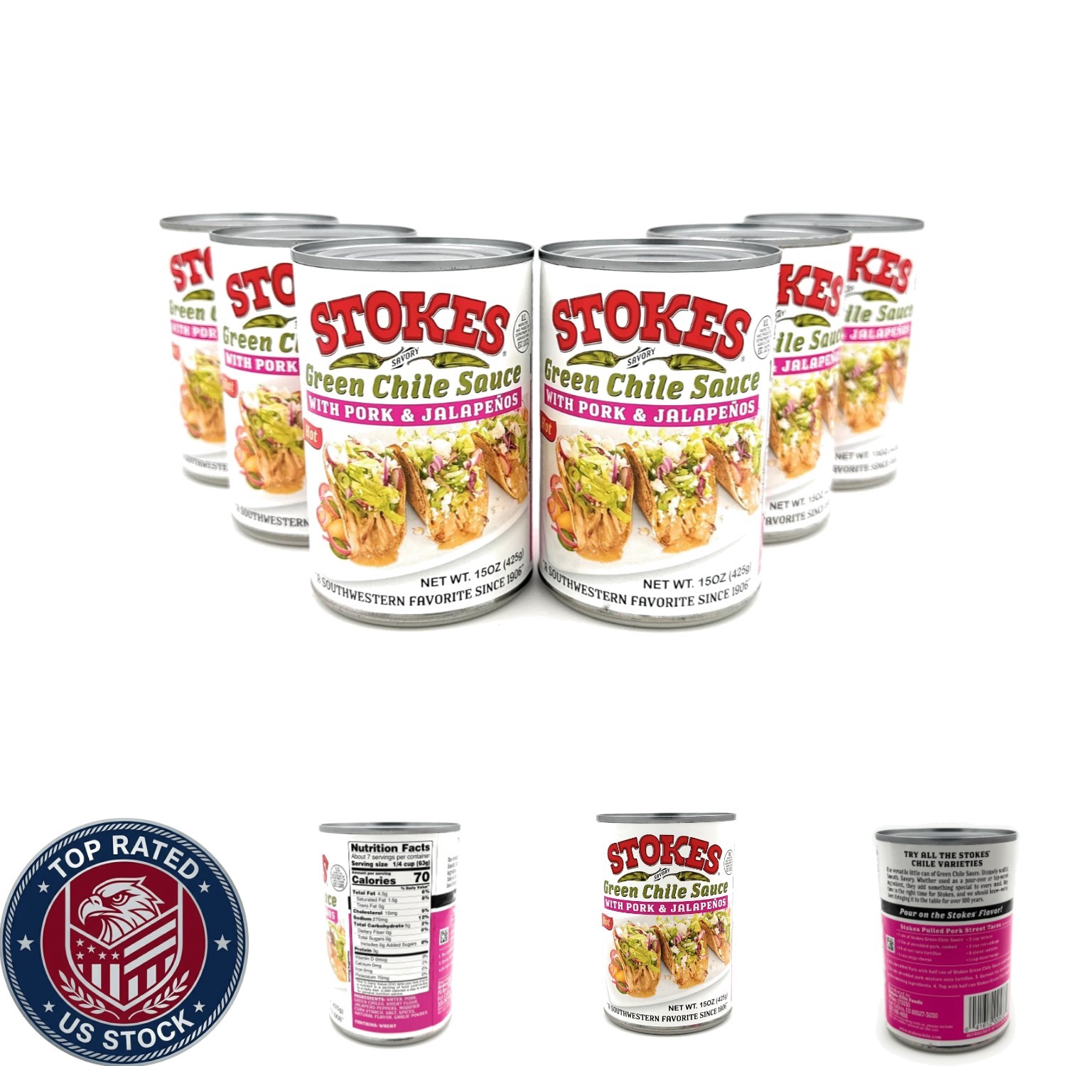 Green Chile Sauce with Pork & Jalapenos – Pack of 6, Perfect for Spicy Dishes