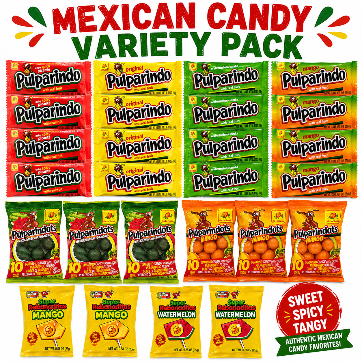 Pulparindo Variety Pack Pulparindots Rebanaditas Mexican Candy Mix
