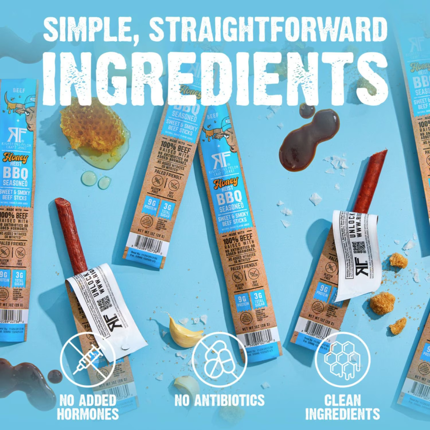 Righteous Felon BBQ Seasoned Grass-Fed Beef Sticks, 10 oz. Free Shipping