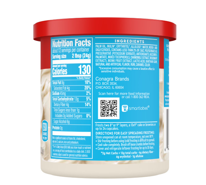 Duncan Hines Keto Friendly Vanilla Flavored Frosting, 11 oz