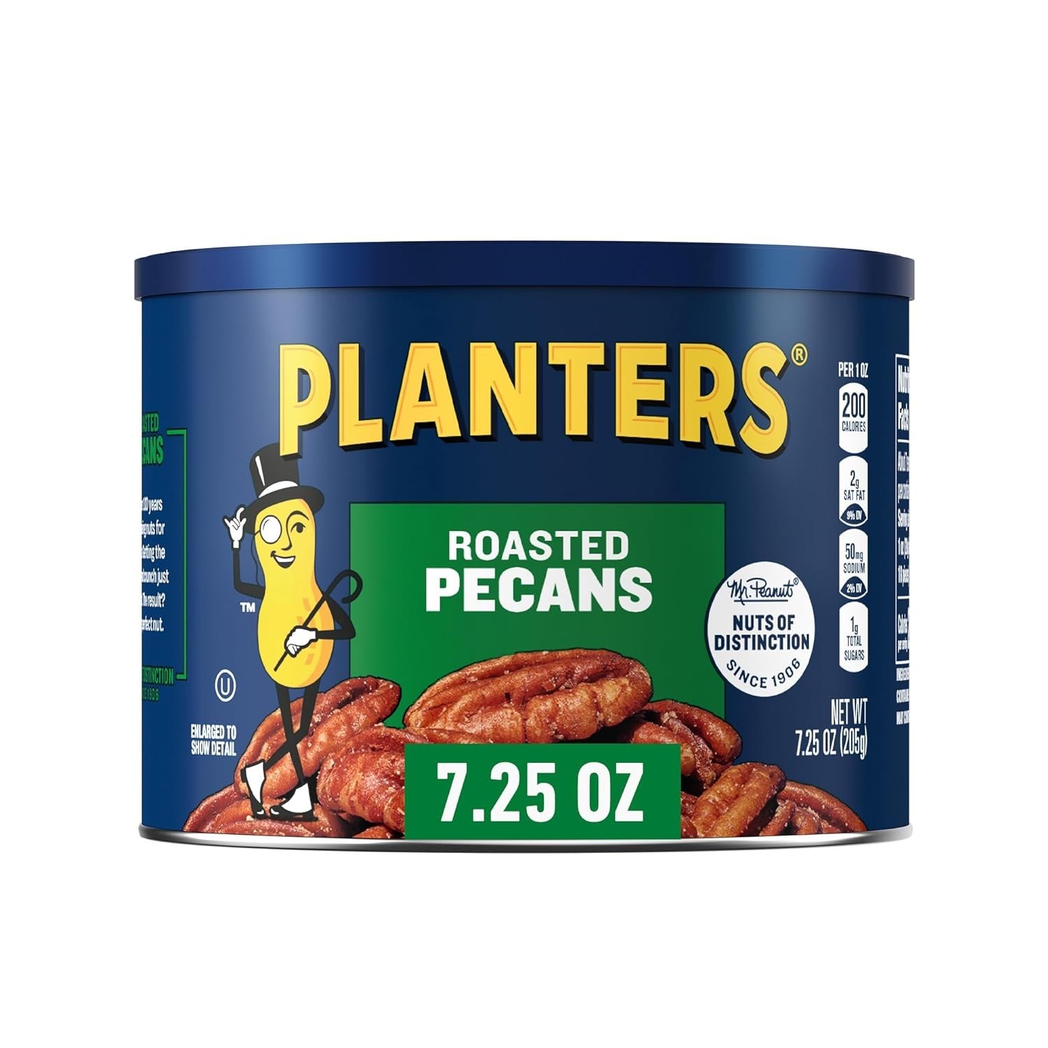 PLANTERS Roasted Pecans Salted Pecans Vegan Snacks, Kosher, Resealable, 7.25 oz.