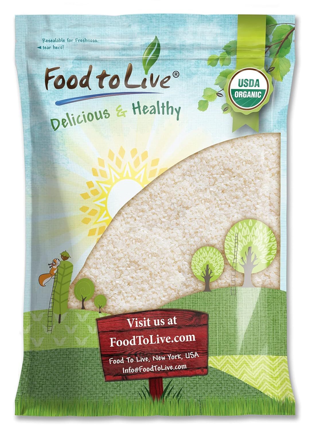 Organic Short Grain White Sushi Rice — Non-GMO Sticky Rice, Vegan, Easy to Cook