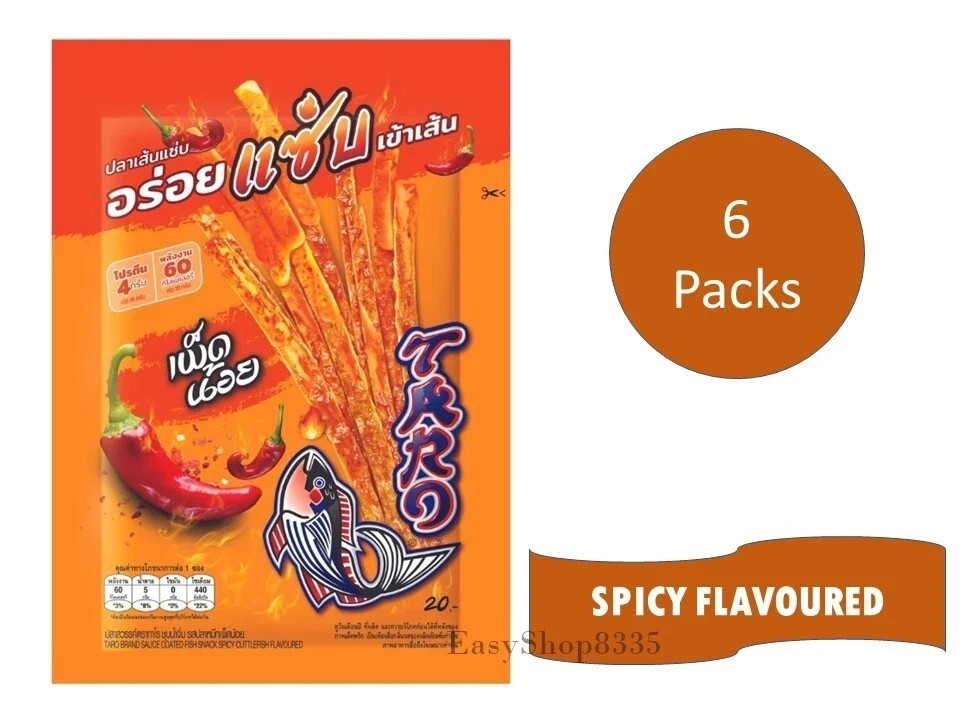 Thai Snacks Taro Brand Sauce Coated Fish Snack Spicy Flavored 6pc x 18g