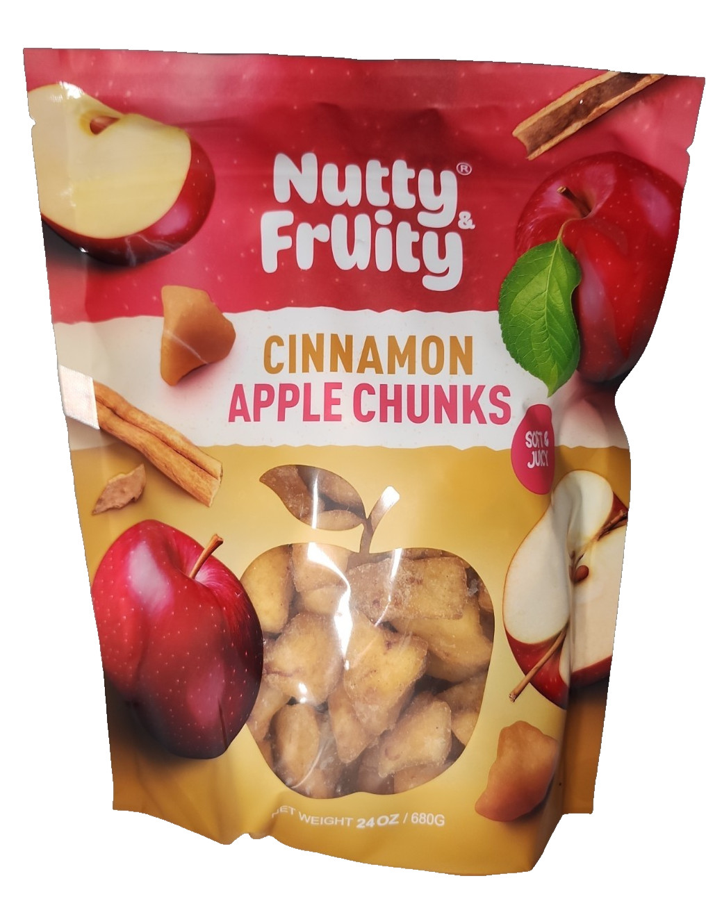 Nutty & Fruity Cinnamon Apple Chunks 24 oz Dried Fruit Snack Exp 04/27