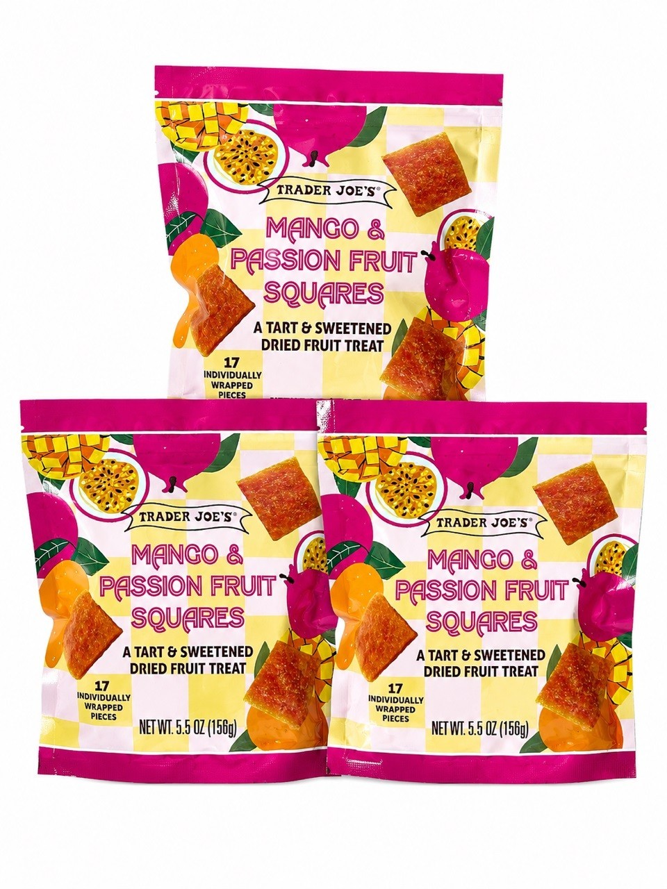 Trader Joe’s Mango & Passion Fruit Squares 5.5 oz American Lavashak Dried