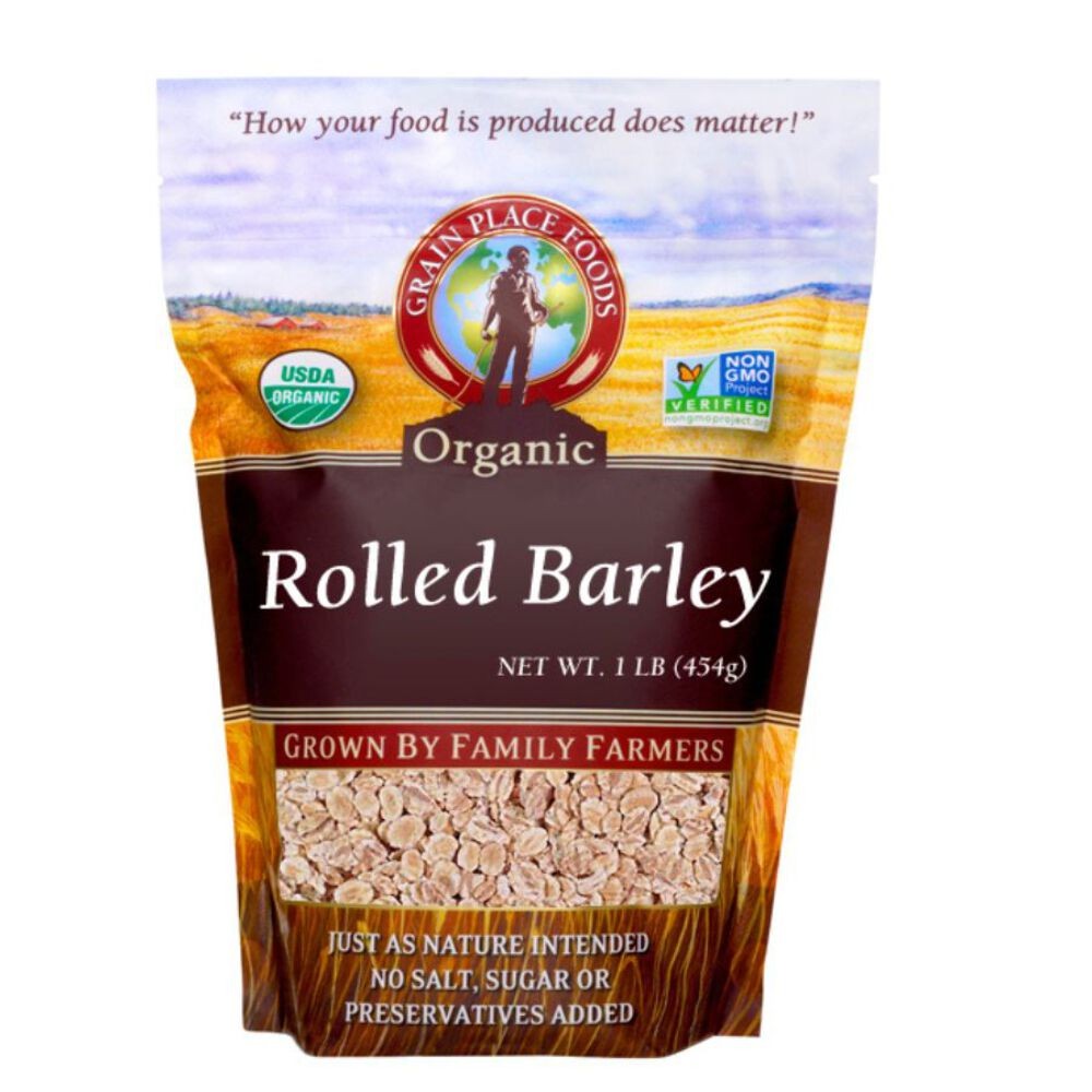 Organic Rolled Barley | Pack of 6 | 1 lb | Non-GMO | Shipping Included | Grain P