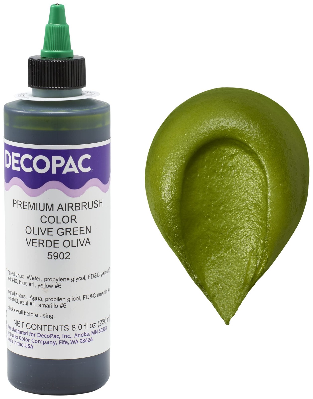 DecoPac Olive Green Food Coloring, 8 Fl Oz 8 (Pack of 1),