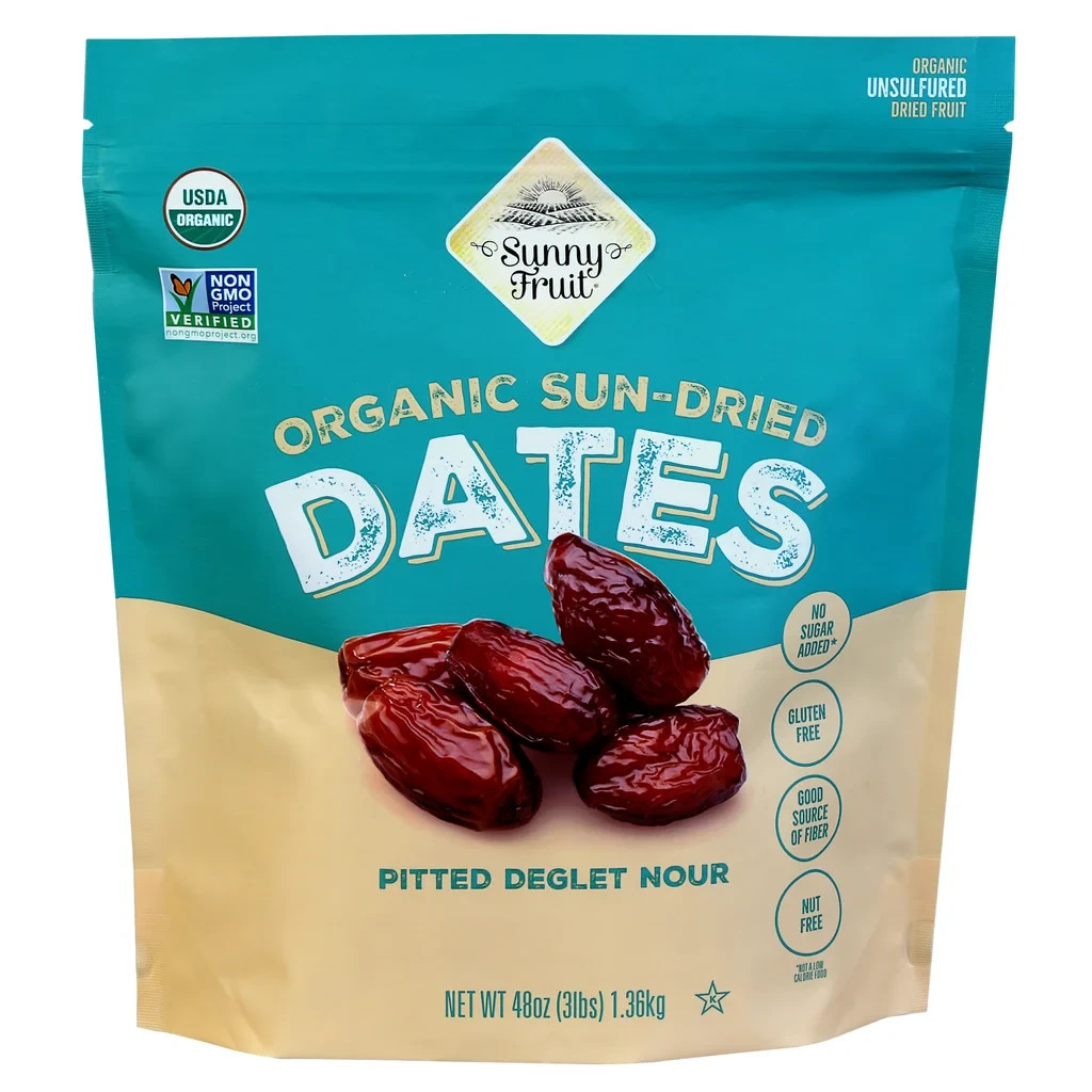 2-Pack Sunny Fruit Organic Dried Whole Pitted Dates, 48 Oz Each