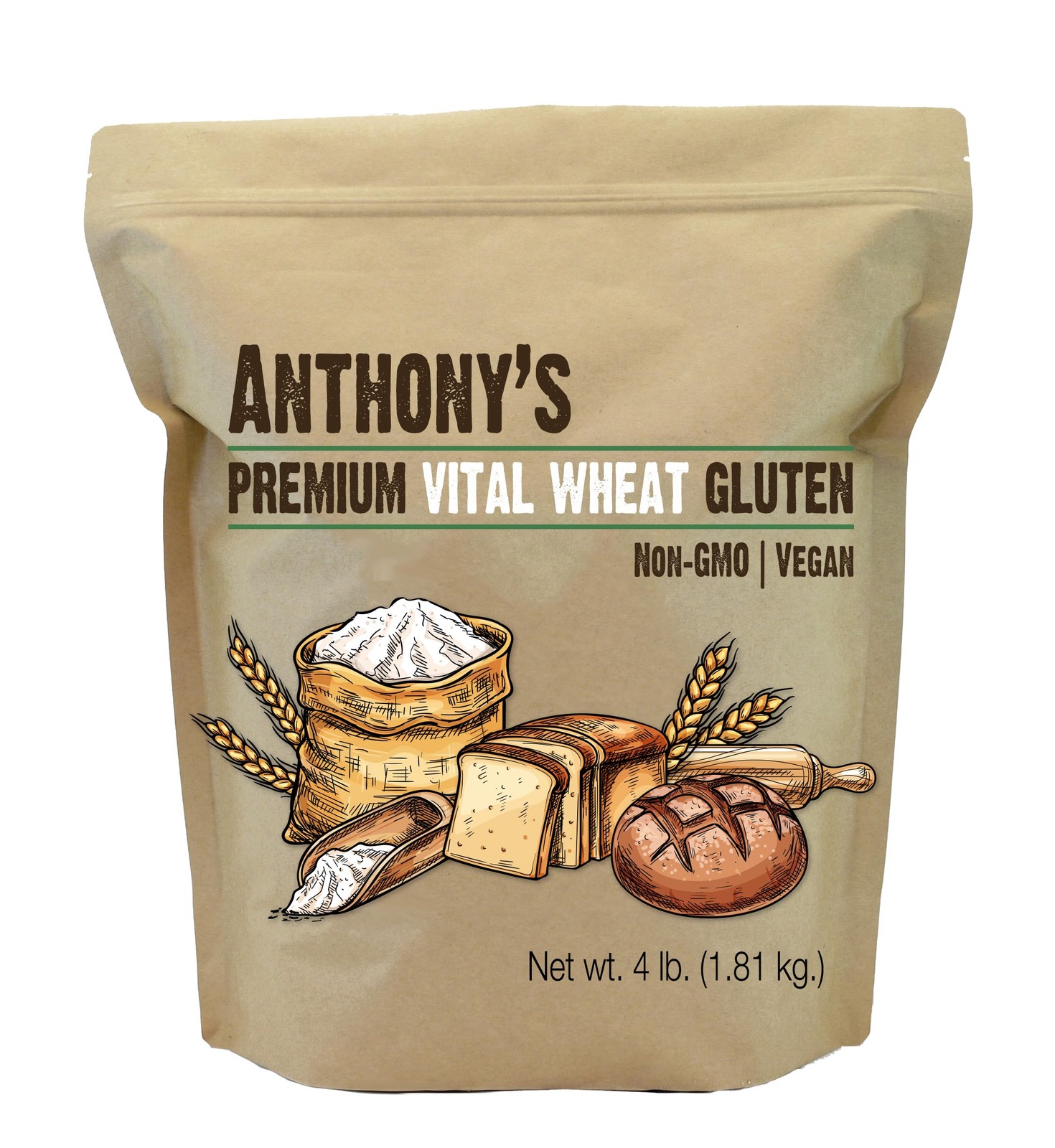 Anthony’s Vital Wheat Gluten 4 lb, Vegan Non GMO Keto Friendly Low Carb