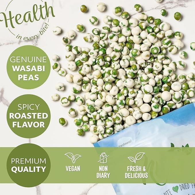 Delicious Wasabi Green Peas – 48oz Crunchy Snack in Resealable Bag