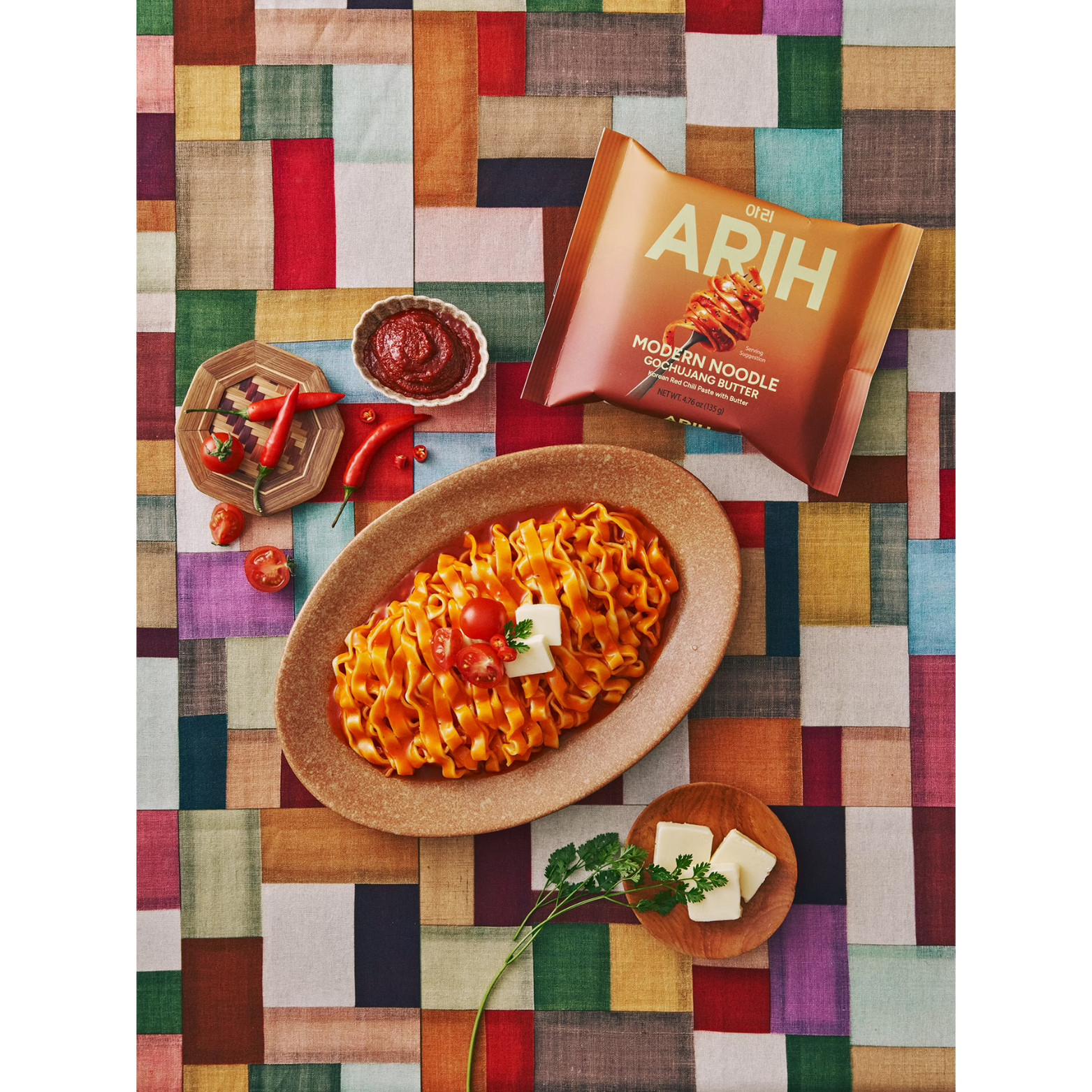 ARIH Modern Noodles, Western-Korean Fusion Soup-Less Noodles, Gochujang Butter,