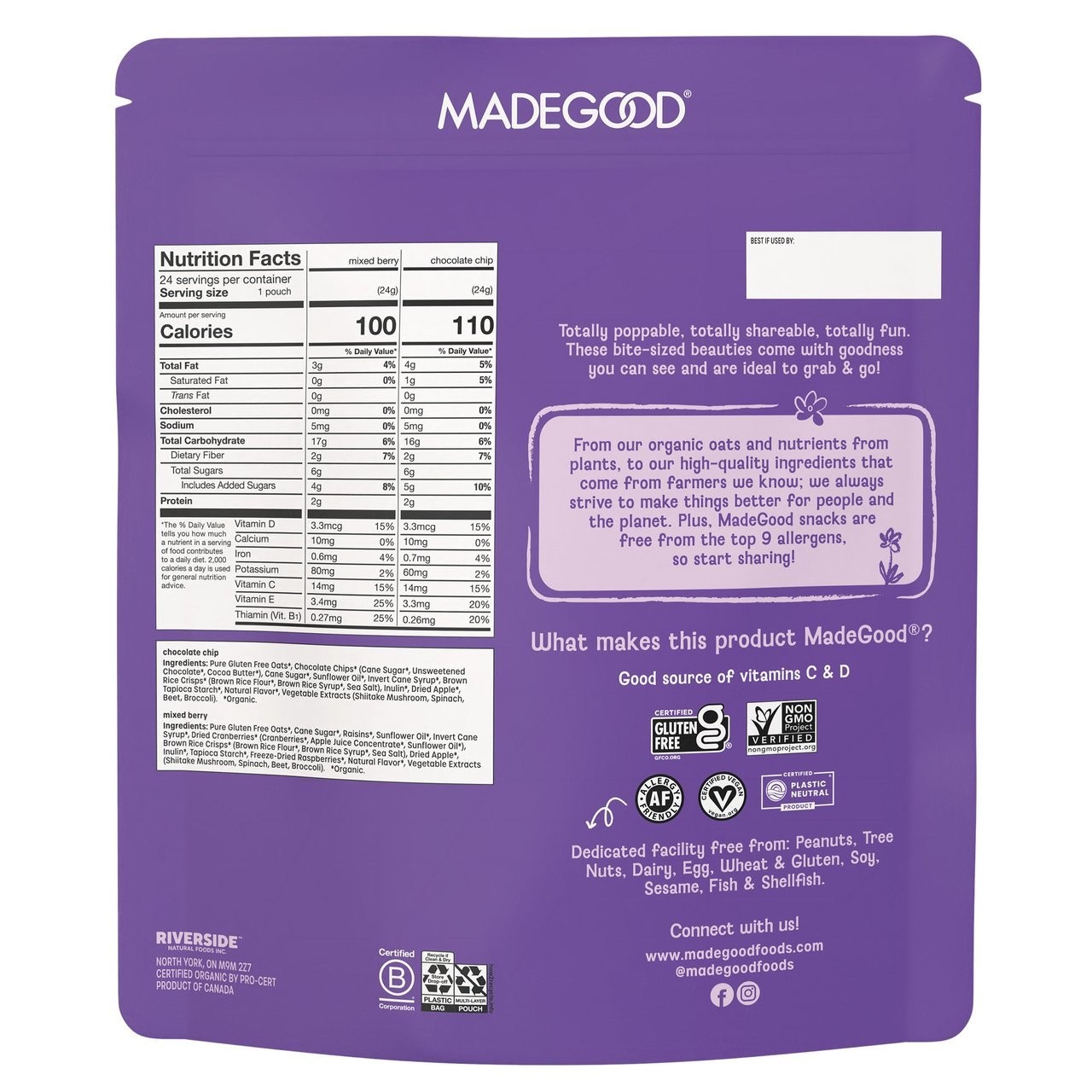 Made Good Organic Granola Minis Variety Pack 0.85 oz 24 Count EXP 09/2026