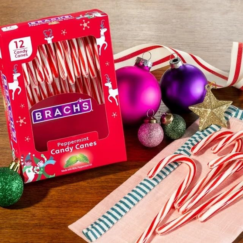 Brachscandy Canes Peppermint – Individually Wrapped Bulk Christmas Candy Canes –