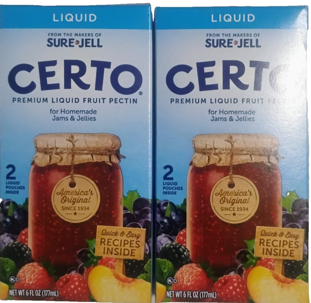 Certo Premium Liquid Fruit Pectin 2-Pack 6 oz Boxes Each New