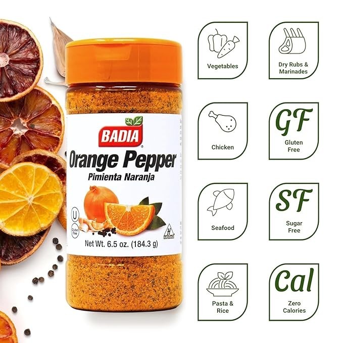 6.5 oz Badia Orange Pepper Seasoning/Poultry/Meat/Sazon/de/Naranja/Pimienta
