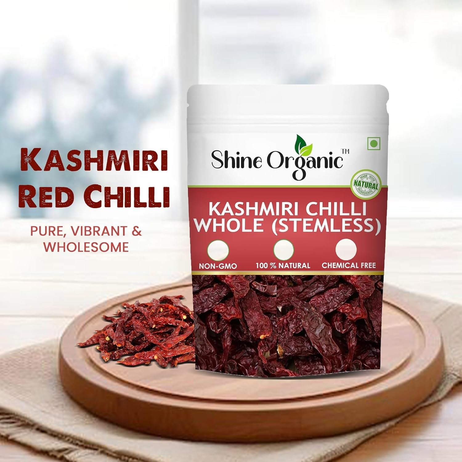 Shine Organic Kashmiri Chilli Whole 400gm