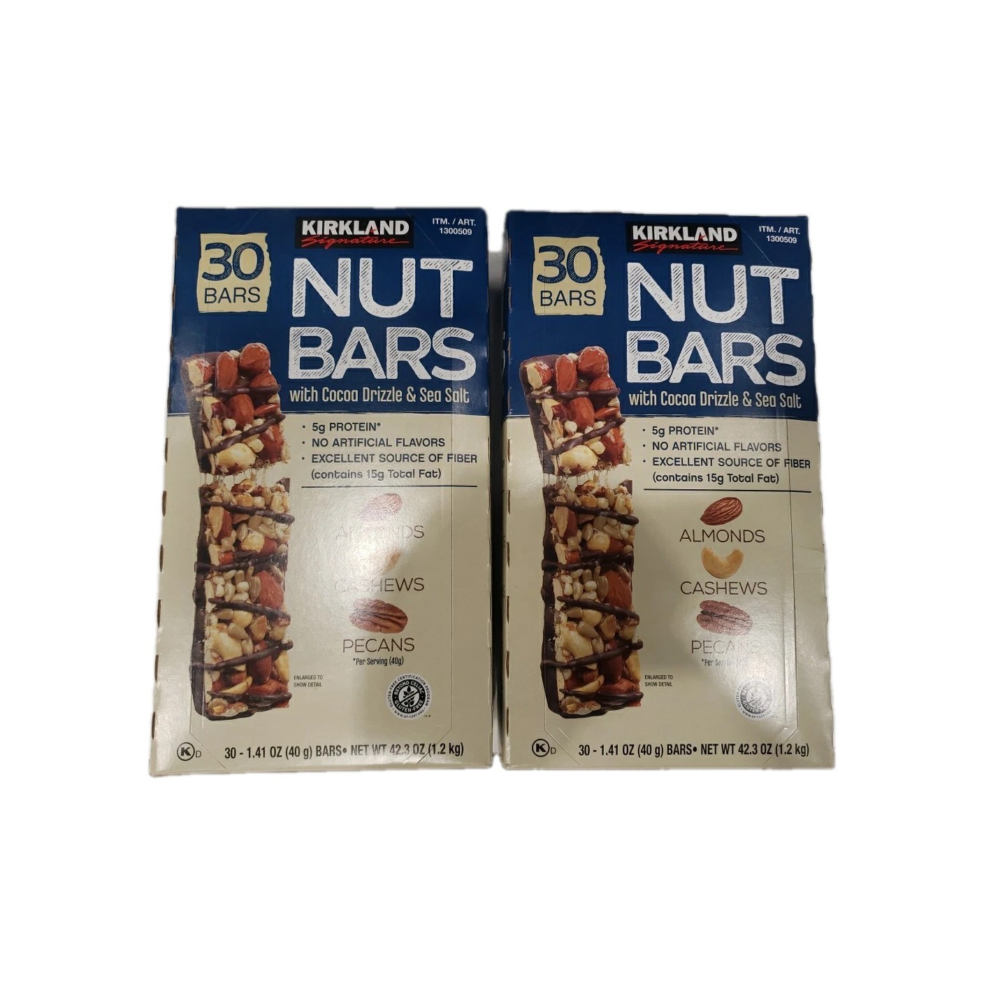 Kirkland Signature Nut Bars Cocoa Drizzle Sea Salt 30 Count 2 Pack 60 Bars Total