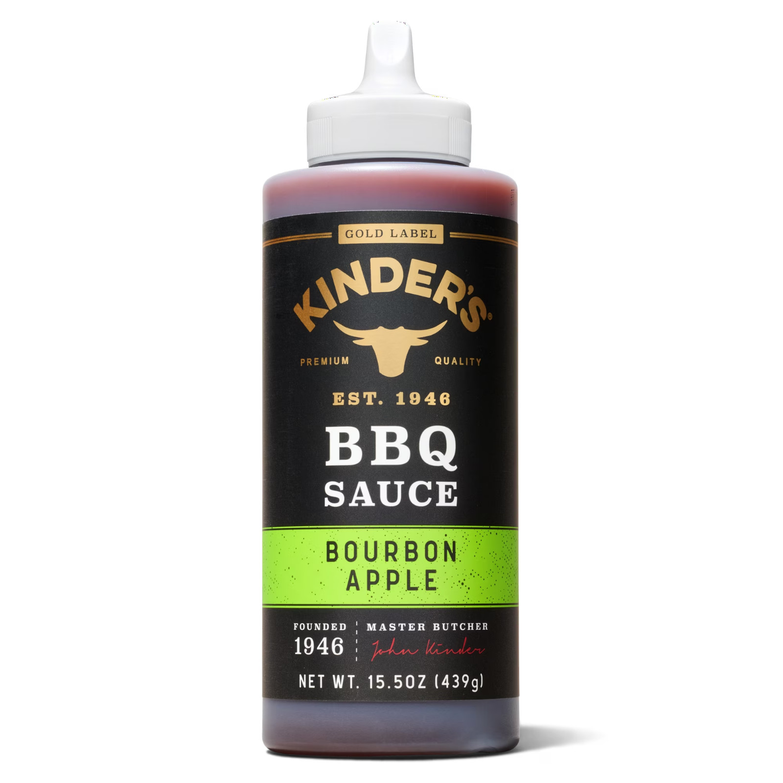 Kinder’s Gold Label Bourbon Apple BBQ Sauce, 15.5 oz Squeeze Bottle