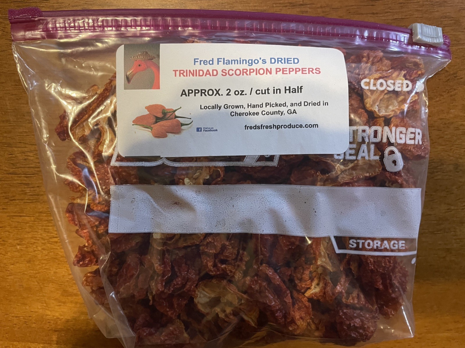 Approx. 2oz. Dehydrated TRINIDAD SCORPION PEPPER Pods HALVES (approx. 50-60)