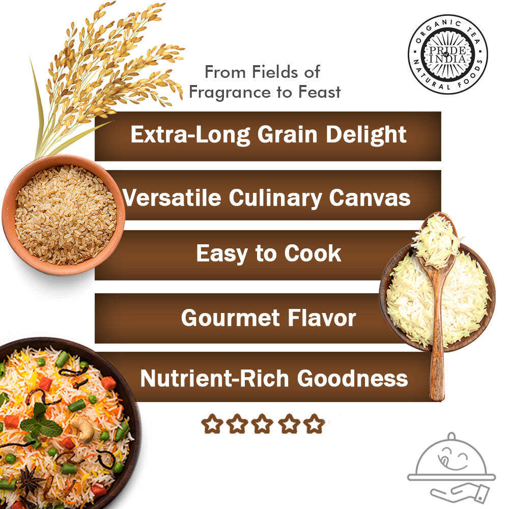Extra Long Indian Brown Basmati Rice – Naturally Aged Healthy Grain Jar