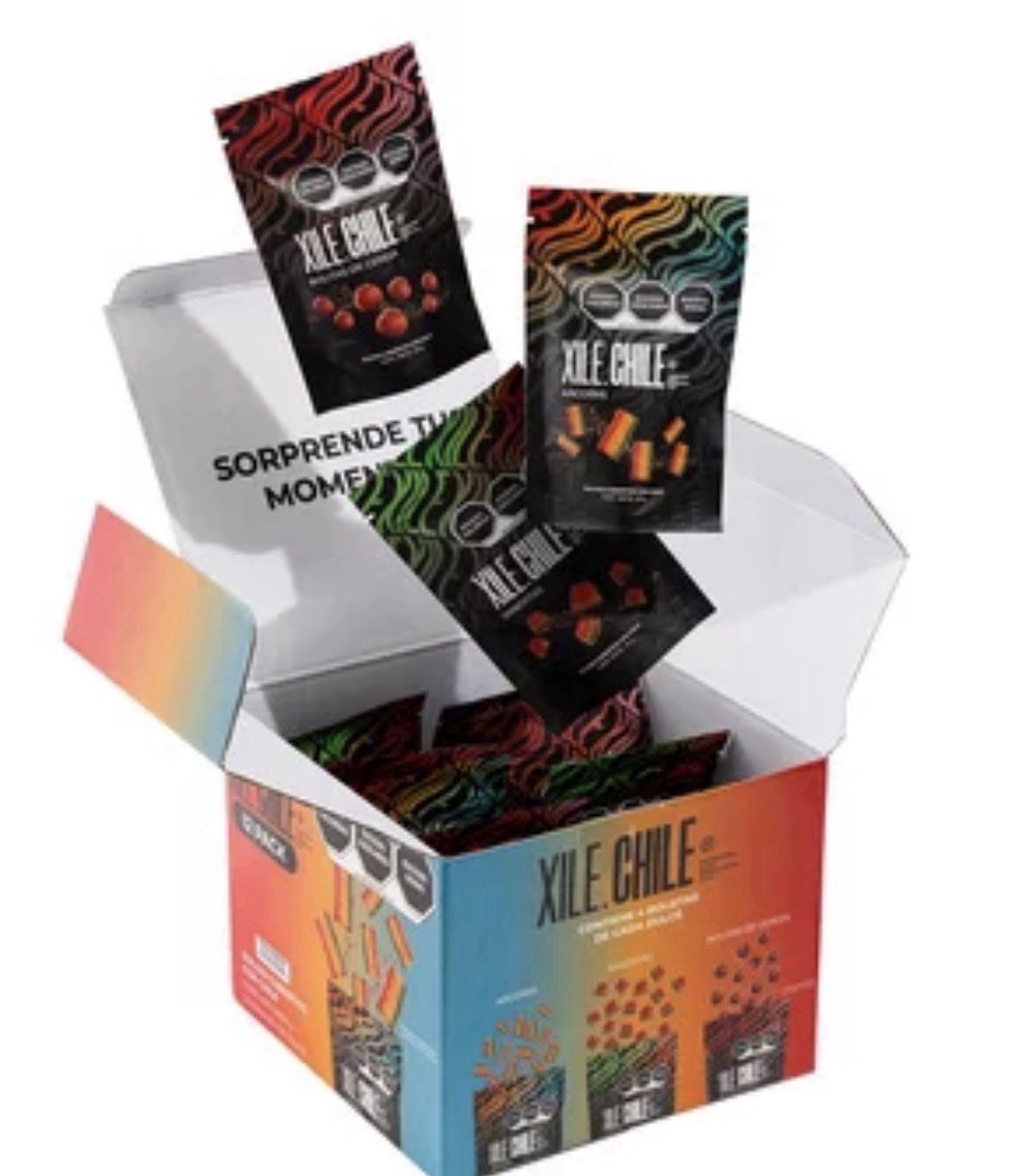 Xile Chile Dulces Enchilados Mixto – 12 PACK Of 50 GR Each.