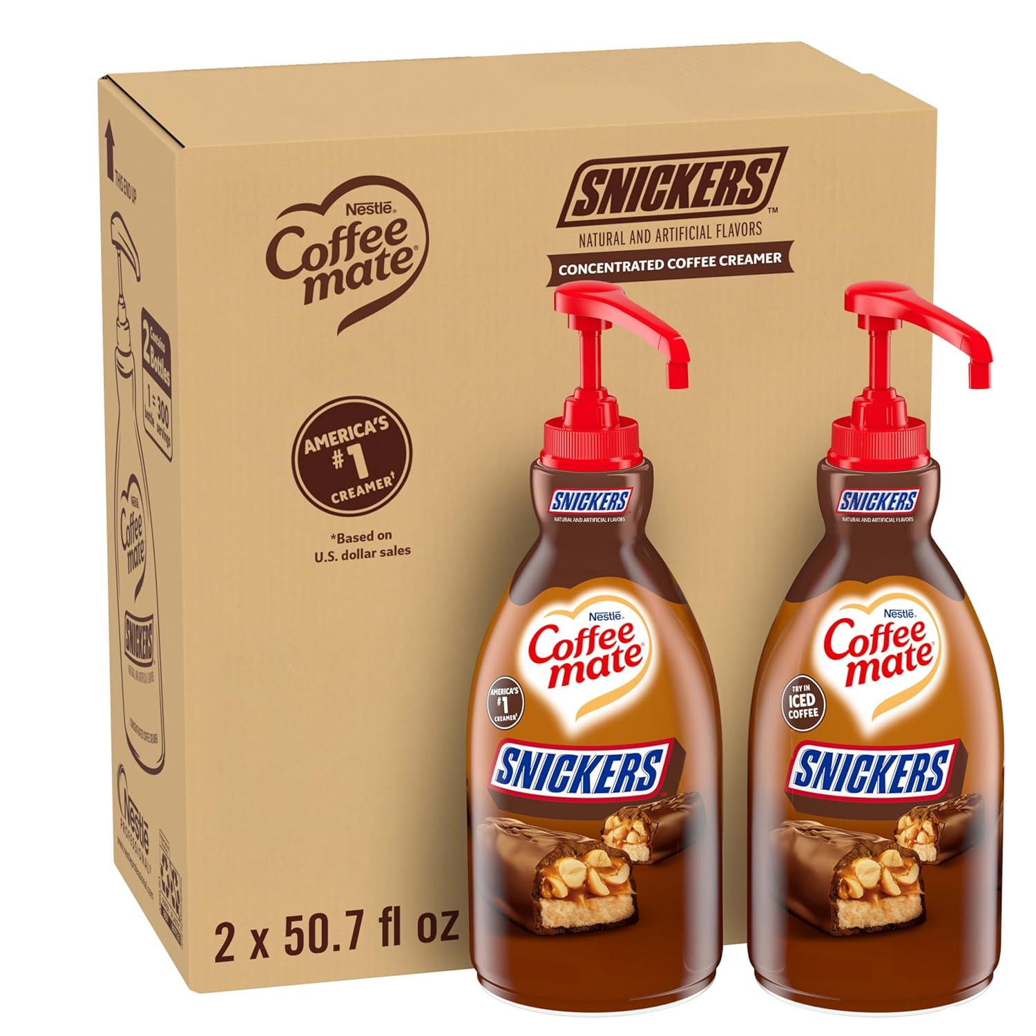 Nestle Coffee mate Coffee Creamer, Snickers, Concentrated Liquid Pump Bottle, No