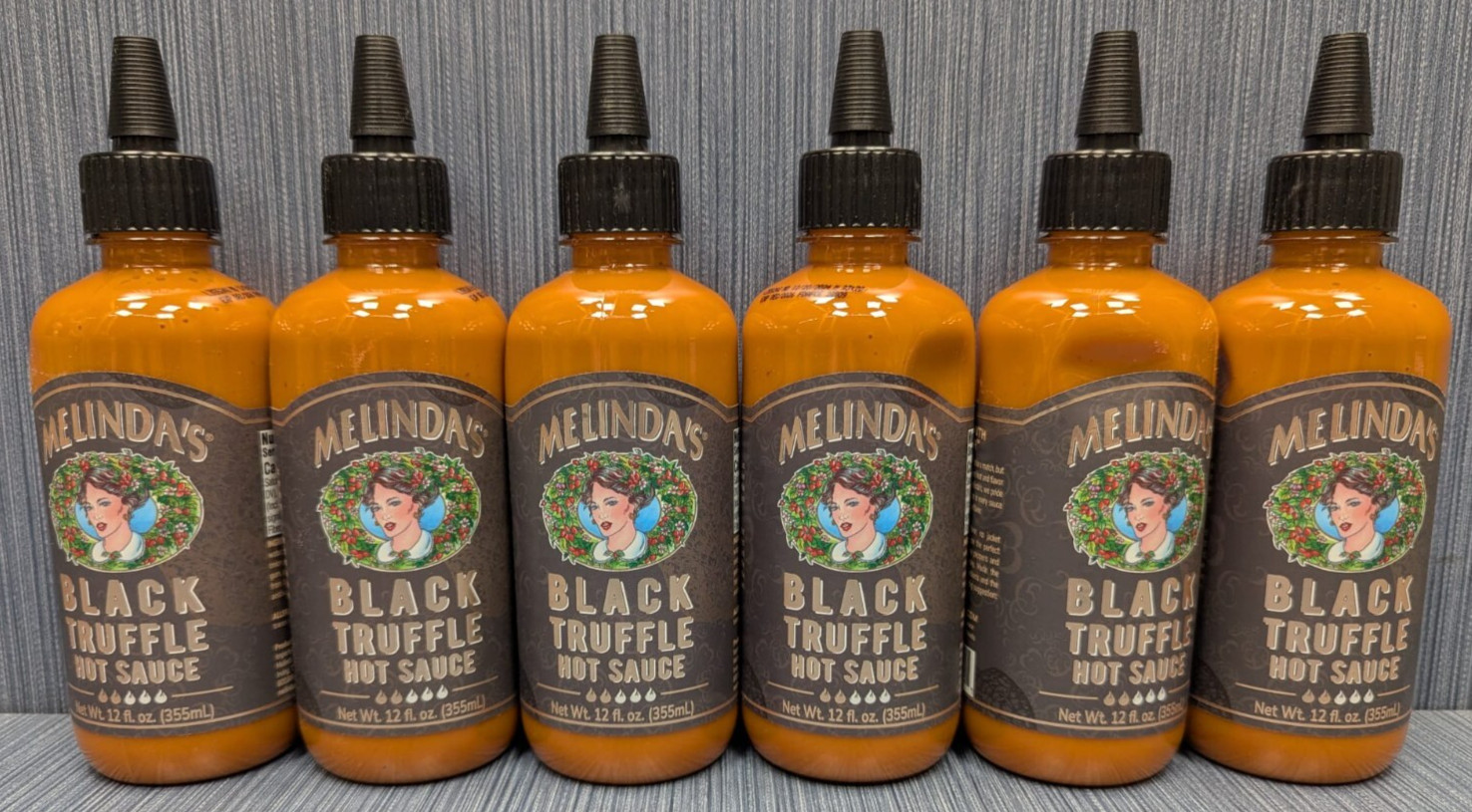 Lot of 6 Bottles x Melinda’s Black Truffle Hot Sauce 12 fl. oz. Expires Dec/2026