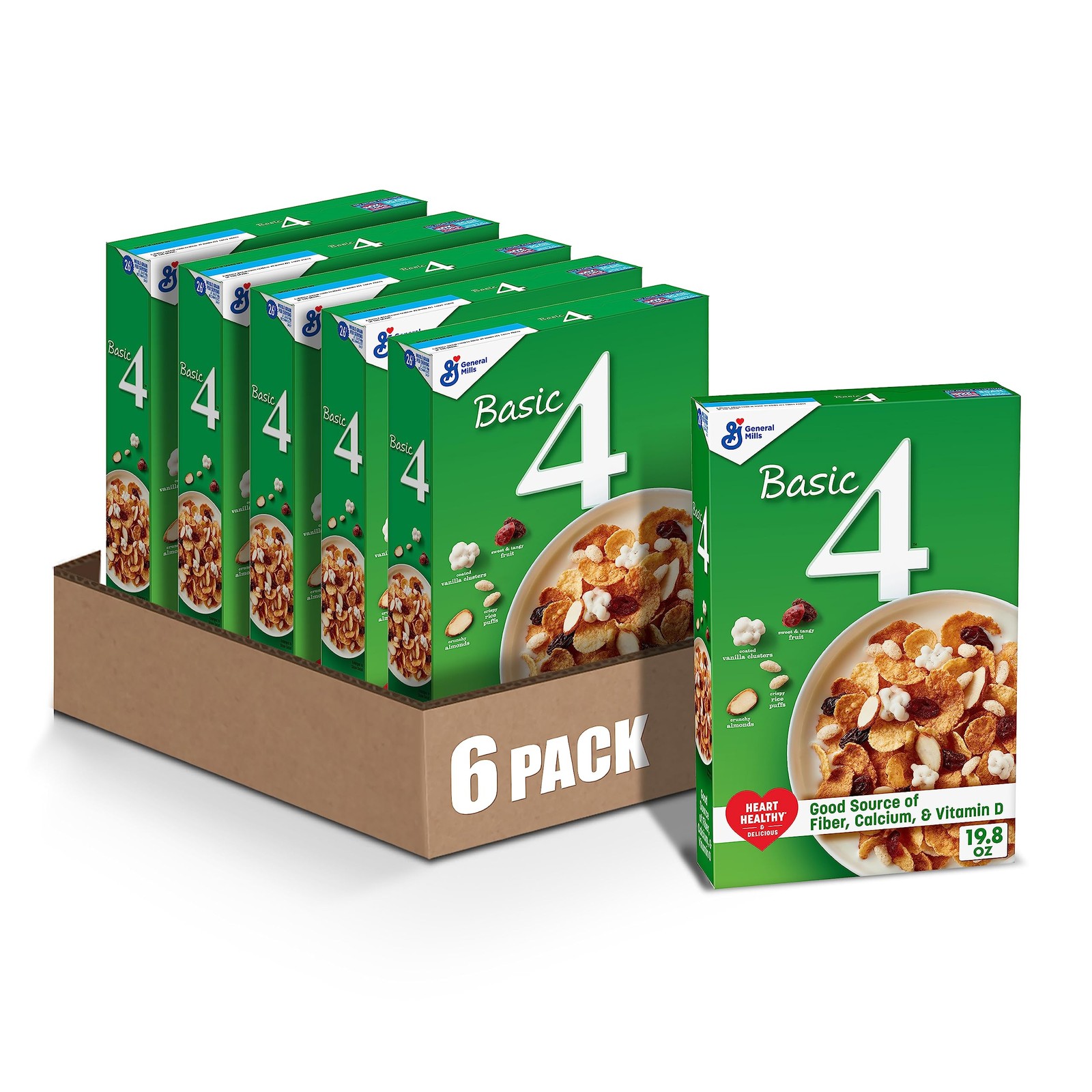 Basic 4 Heart Healthy Cereal, Fruit and Nut Fiber Cereal with Whole Grain, 19…