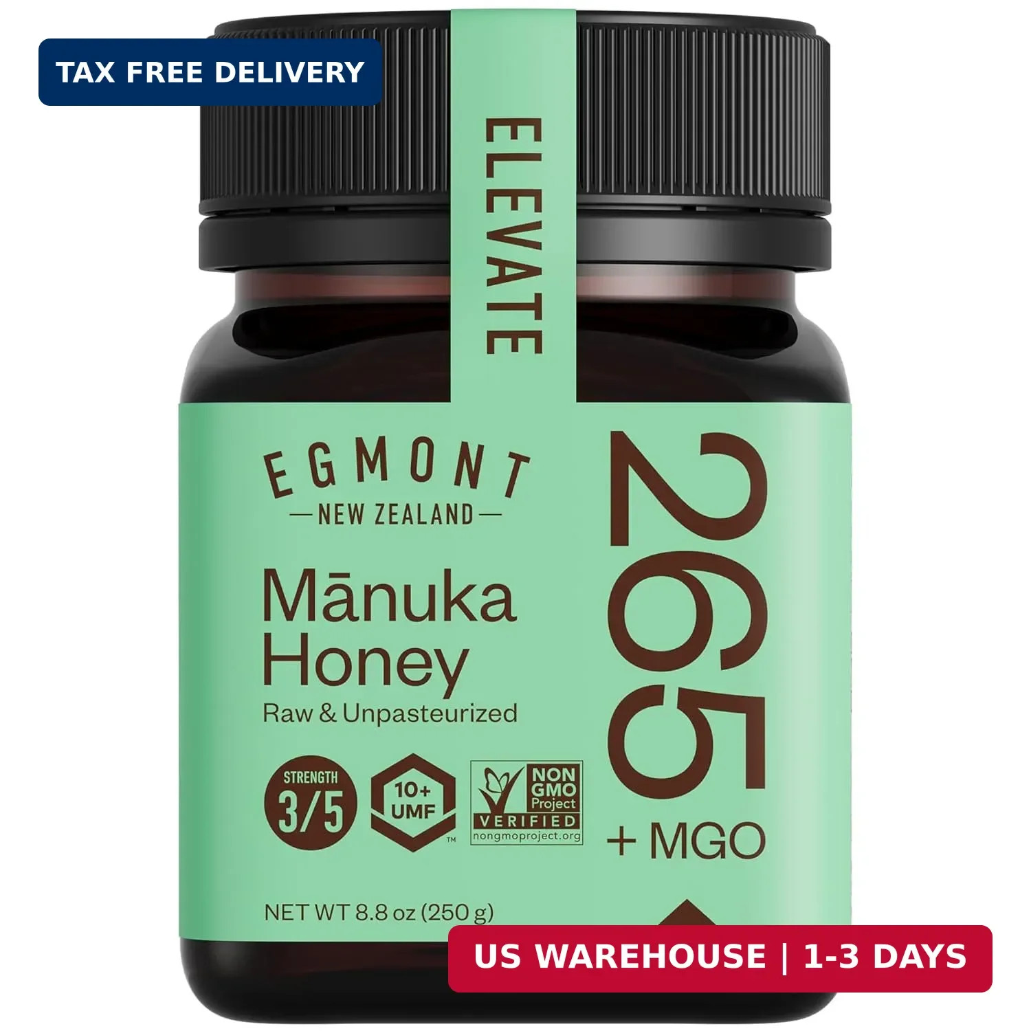 Egmont Honey Manuka Honey MGO 265+ UMF 10+ 250g | NON-GMO, Kosher, Recycled plas