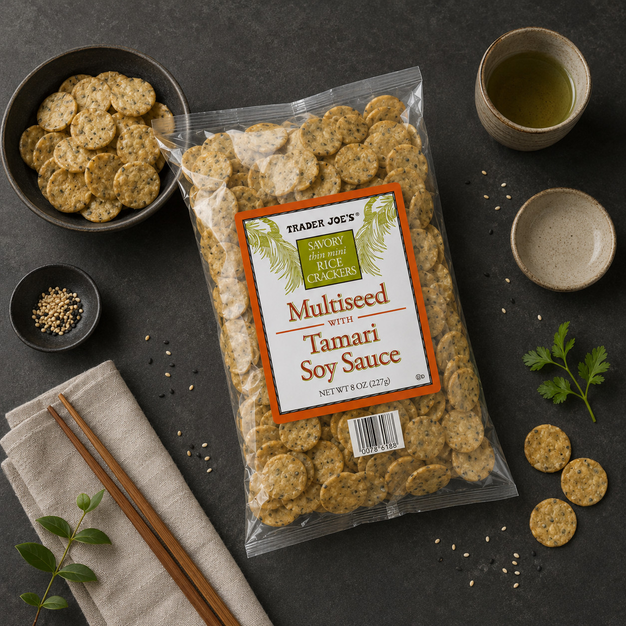 2 Pack Trader Joe’s Savory Thin Mini Rice Crackers Multiseed – Tamari Soy Sauce