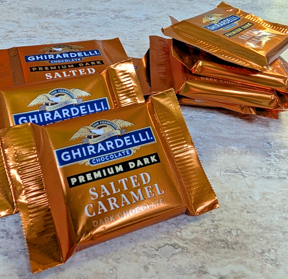20 (8oz total) Premium Dark Salted Caramel Ghirardelli Chocolate Squares