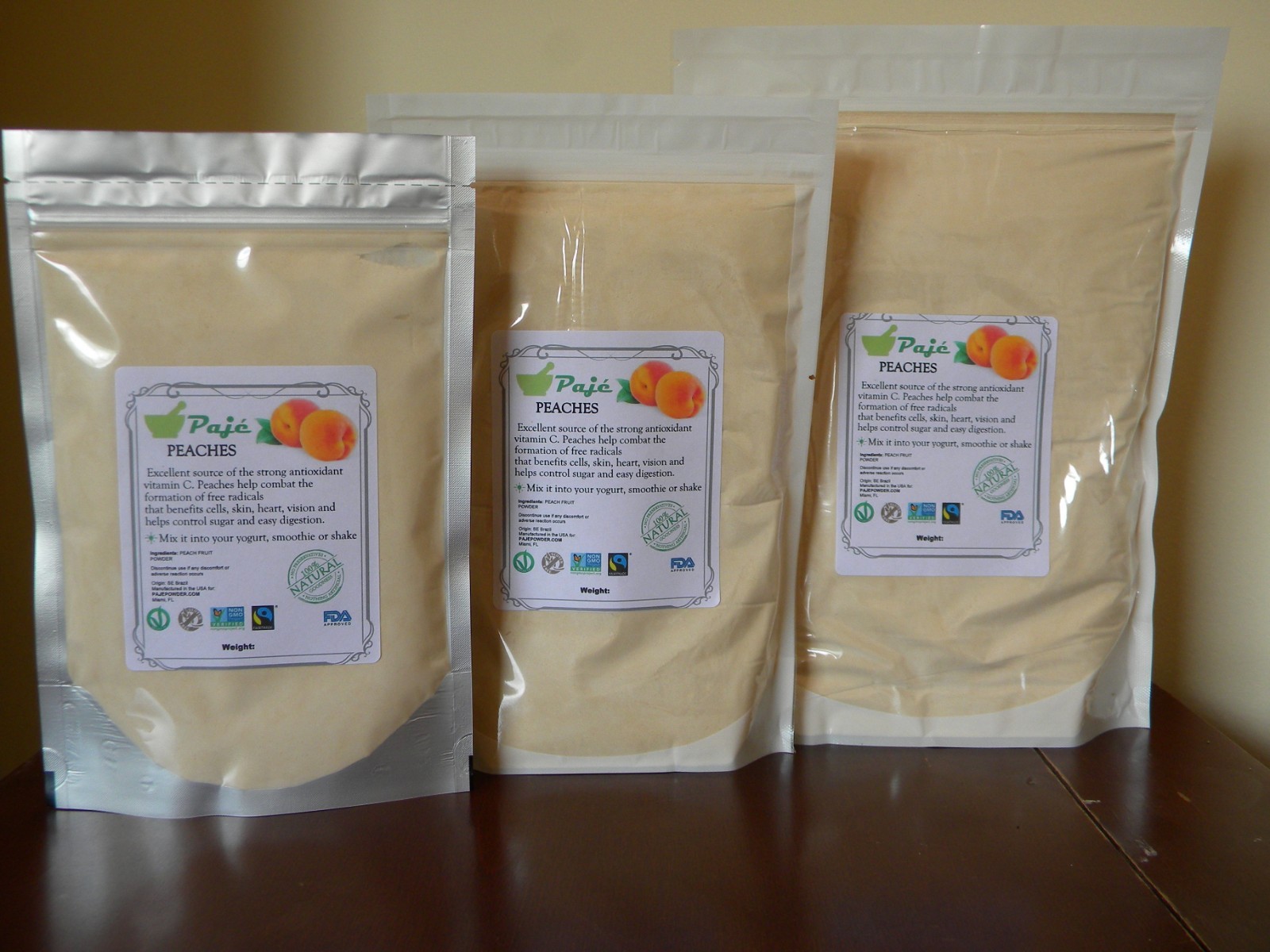 PEACHES PEACH freeze dried powder 8oz 16oz 1lb 32oz 2lb 4lb 55LB PAJE Superfoods