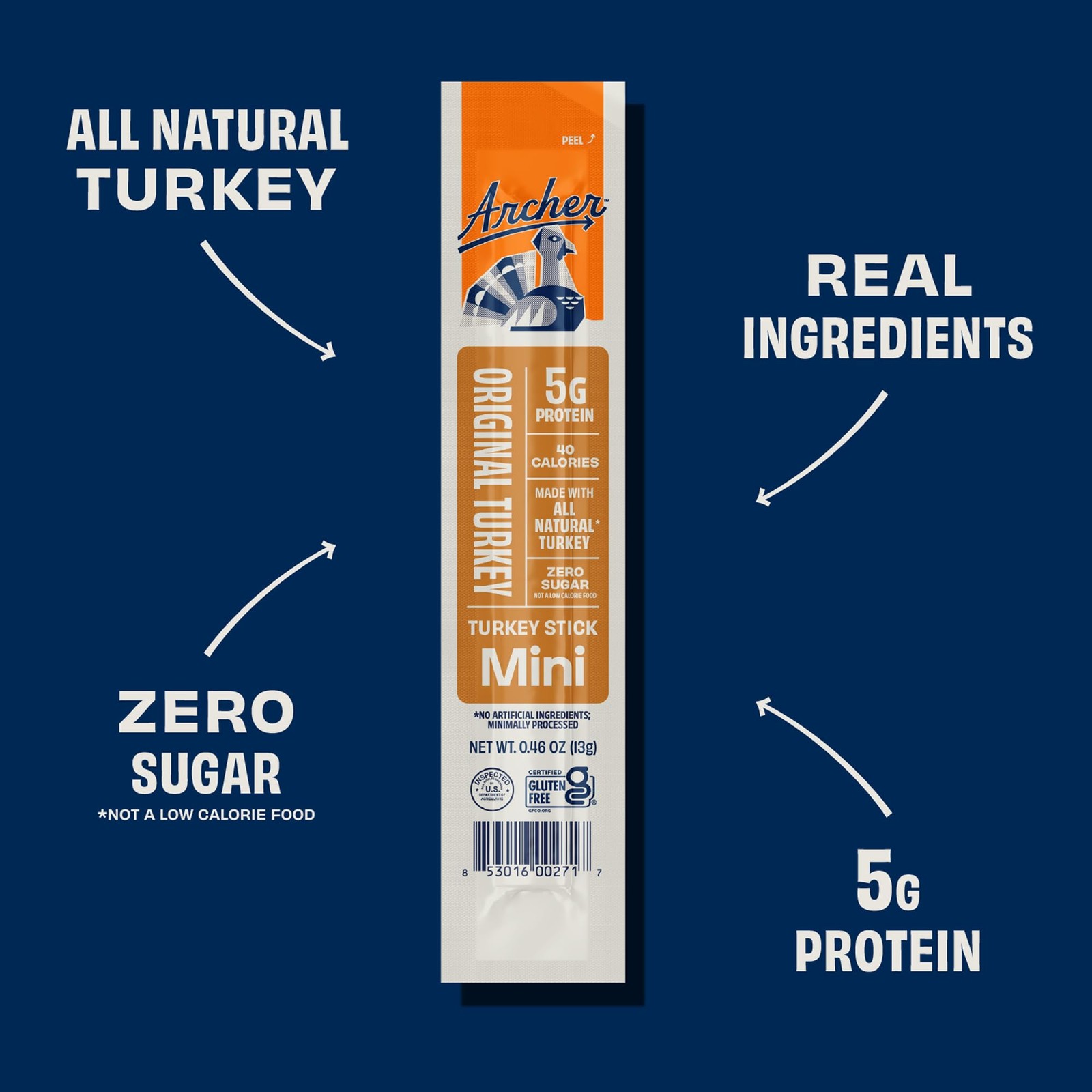 Archer Jerky Mini Beef & Turkey Jerky Sticks Grass Fed Beef Sticks Individua…