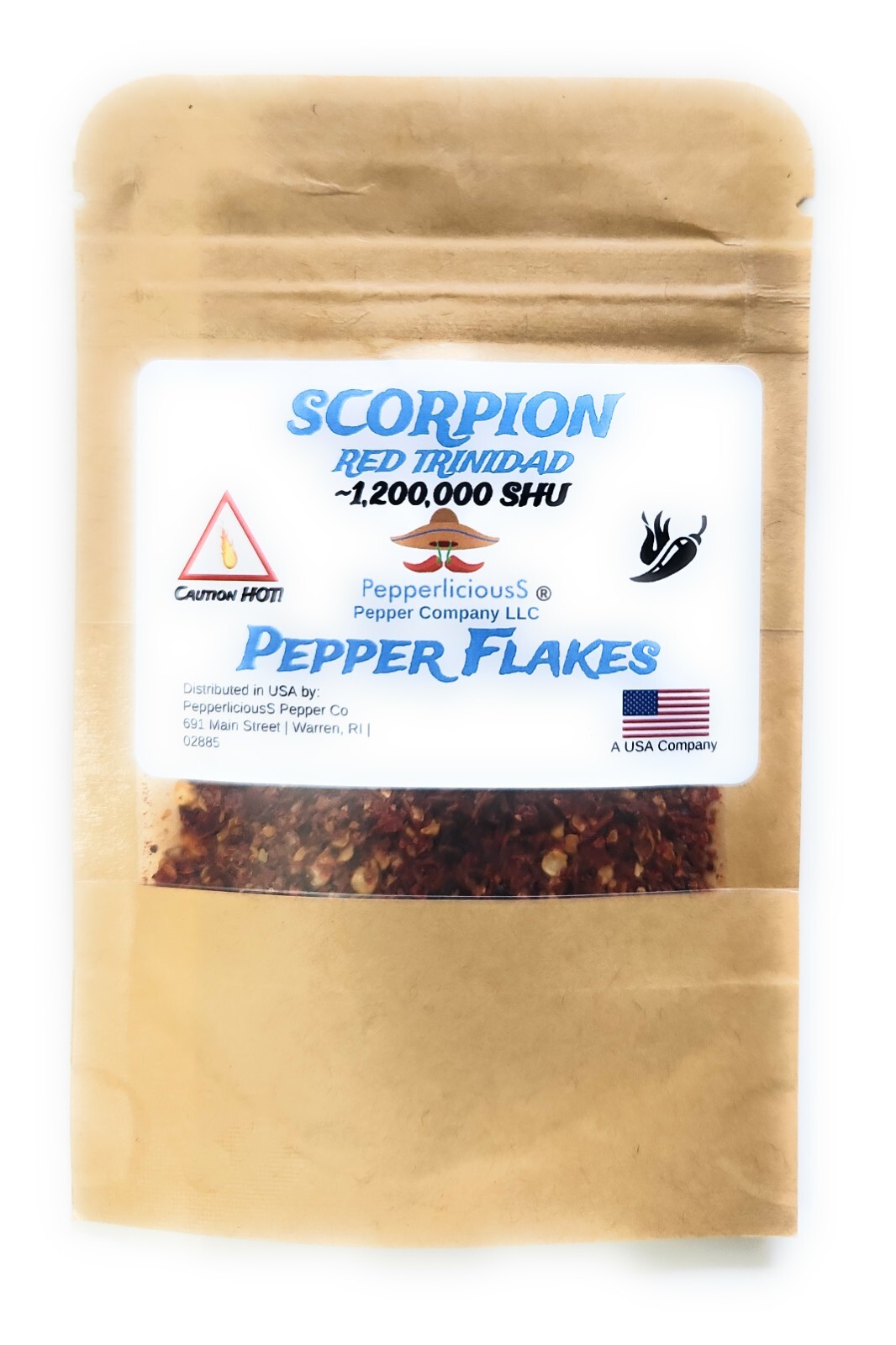 RED TRINIDAD SCORPION (Butch T) PEPPER FLAKES ~1,200,000 SHU