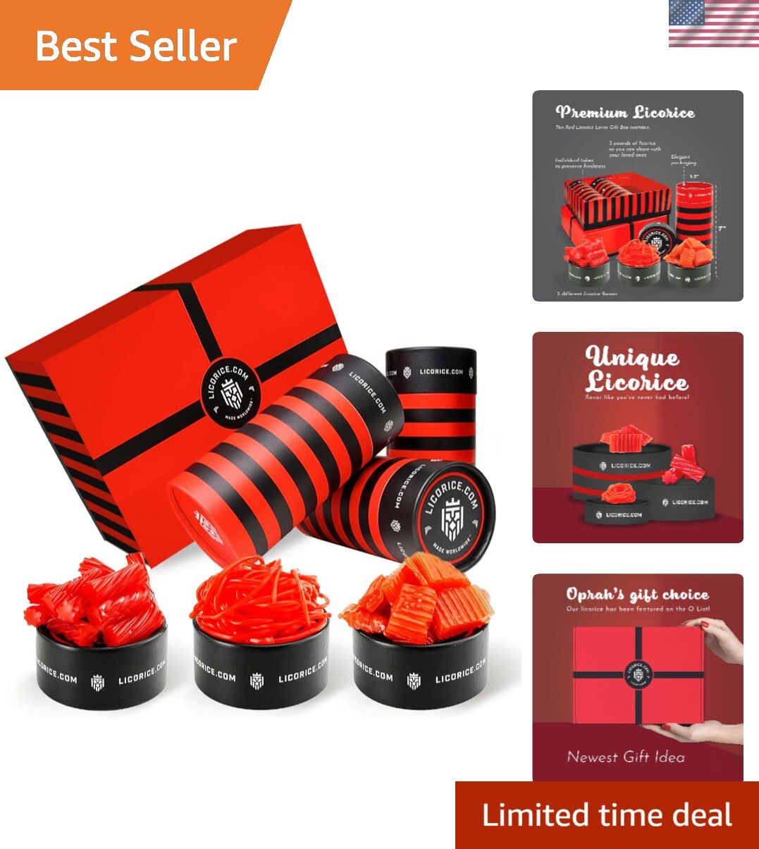 Licorice.com Gourmet Assorted Red Licorice Gift Set – Australian Red, Strawbe…