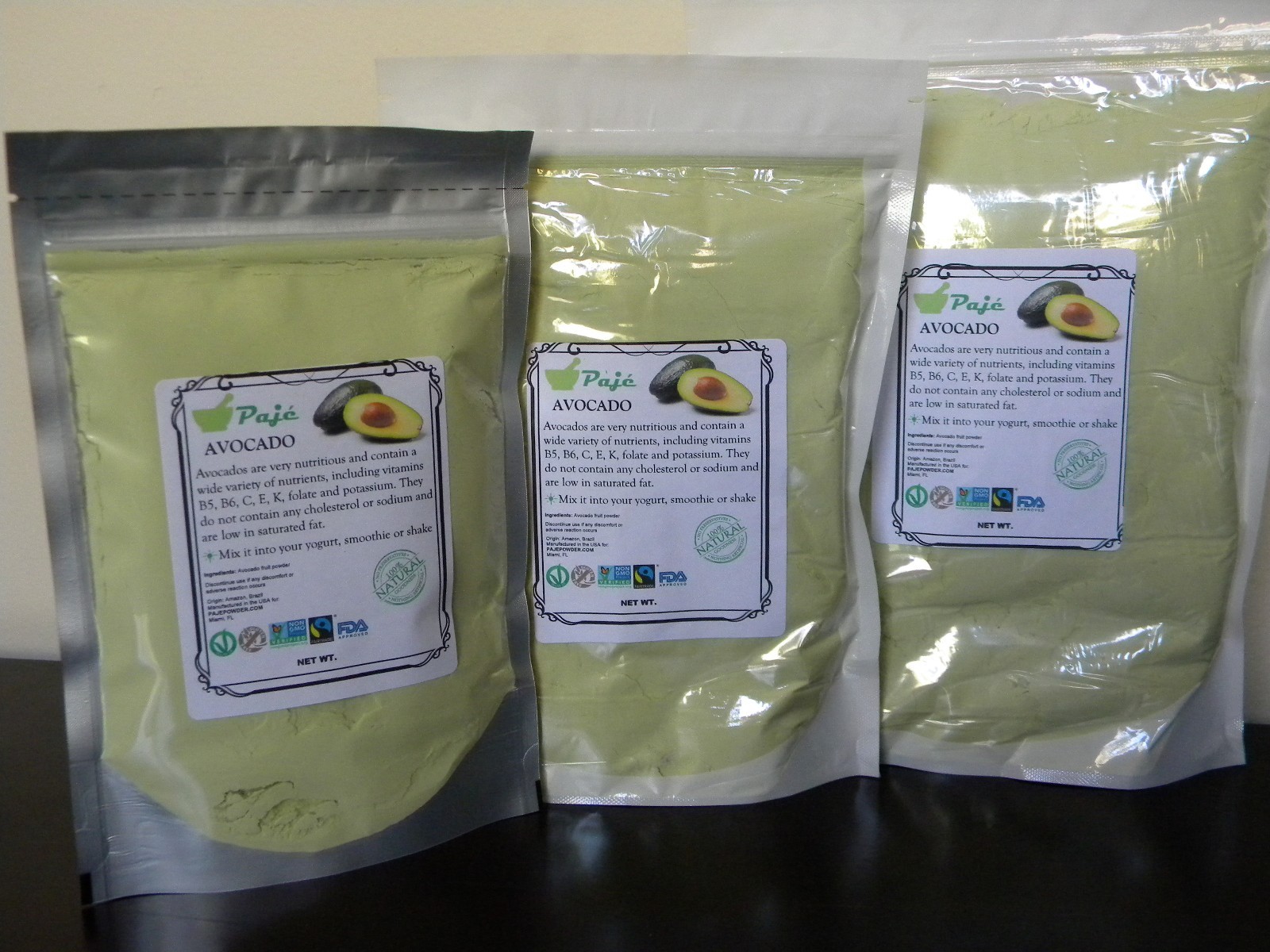 Avocado fruit freeze dry powder 32oz 2lb PAJE – vitamins B5, B6, C, E, K, folate