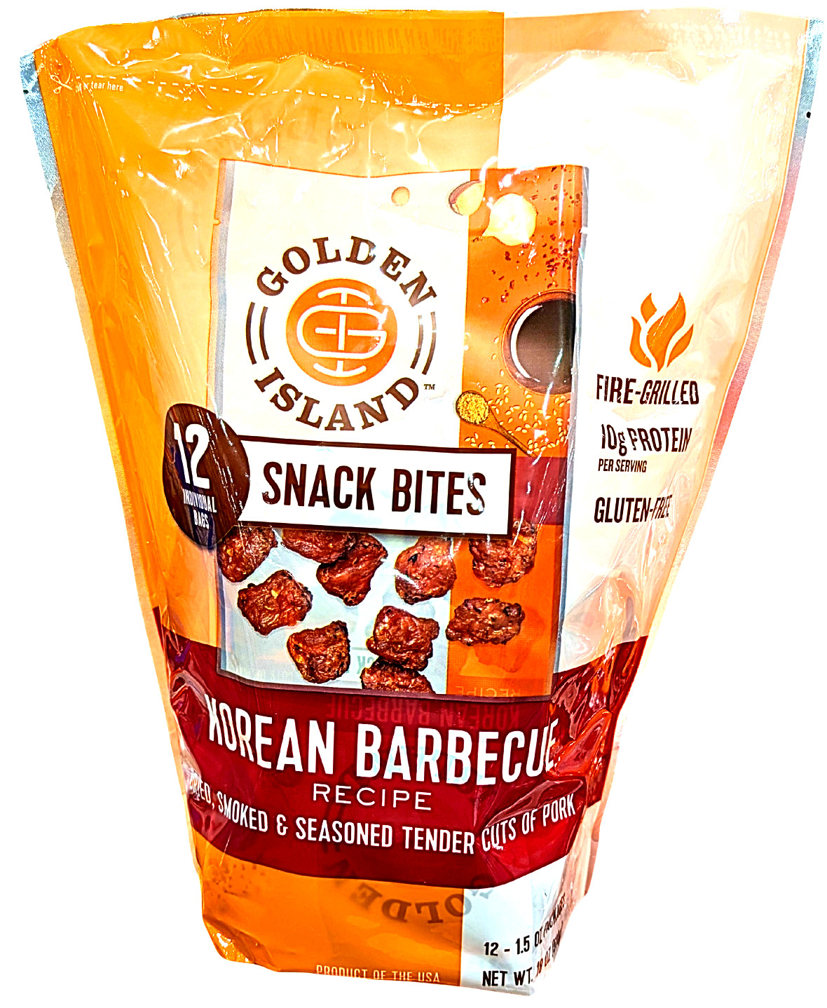 Golden Island Pork Snack Bites Korean Barbecue 12 x 1.5 Oz Count EXP 05/2026
