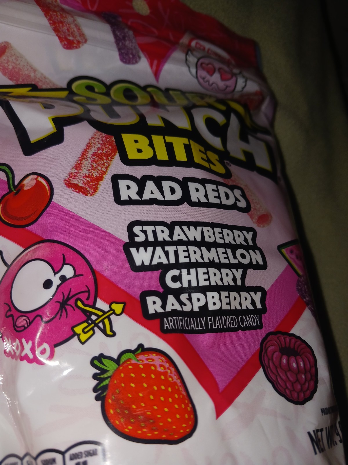 Sour Punch Bites. Strawberry Watermelon Cherry Raspberry 9oz 12/2026