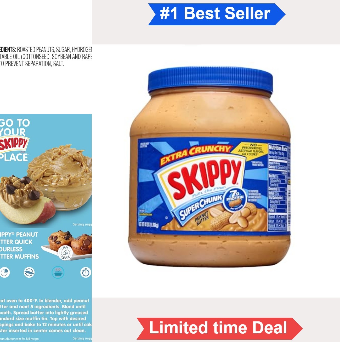 Peanut Butter Super Chunk Extra Crunchy 64 Ounce Jar Kosher Gluten Free Tree