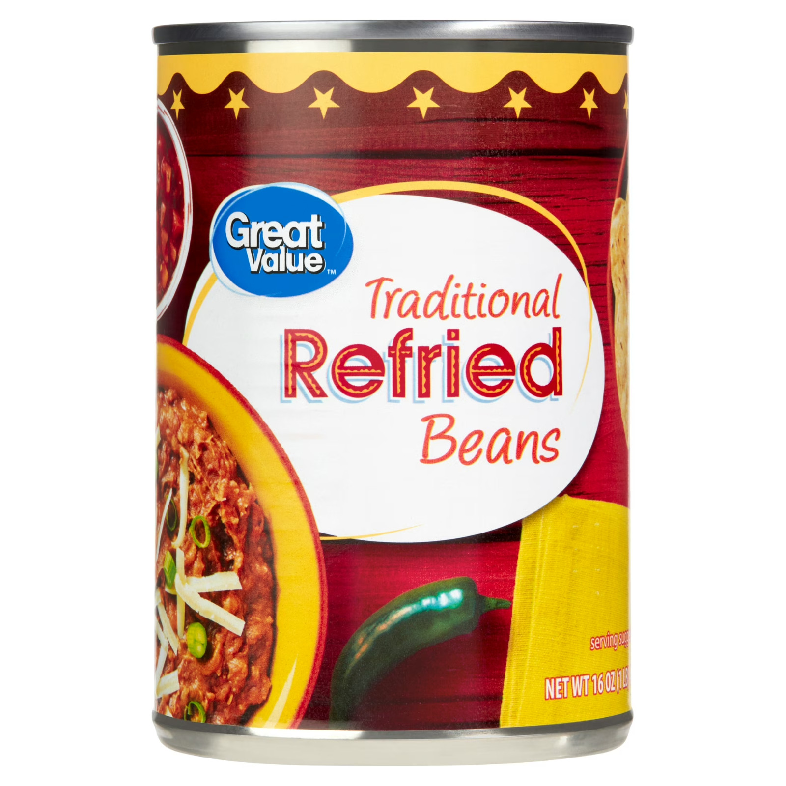(6 pack) Great Value Traditional Refried Beans, 16 OZ…