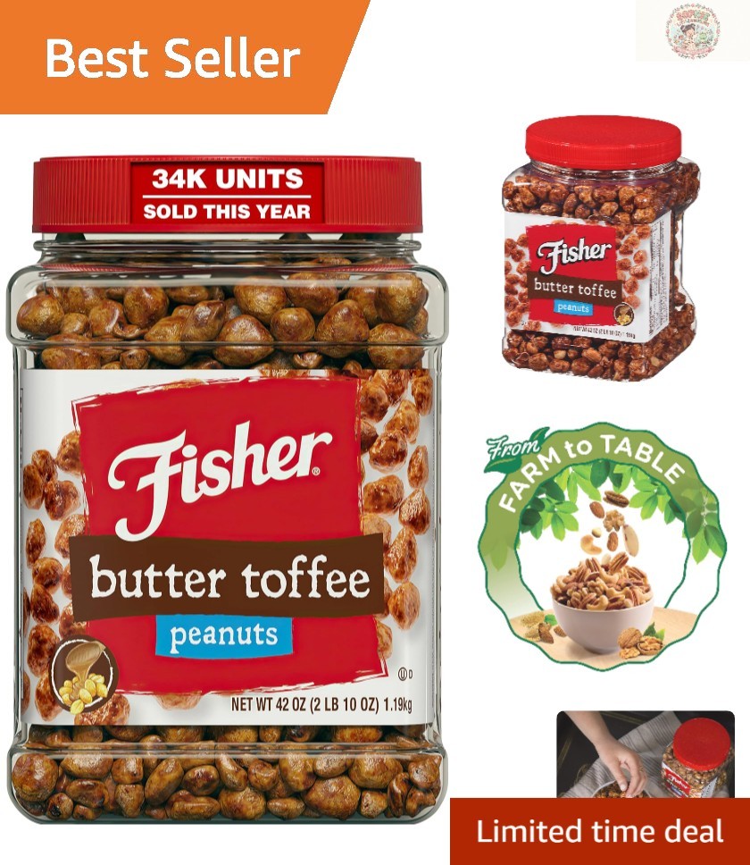 Snack Butter Toffee Peanuts, 42oz Eco-Friendly Canister – No Artificial Flavors