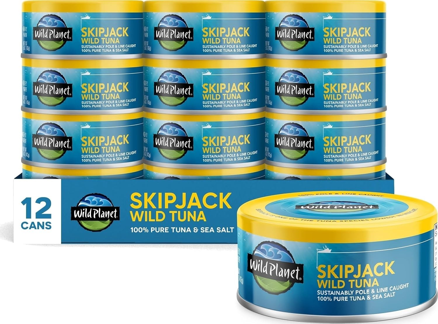Skipjack Wild Tuna, Sea Salt, Canned Tuna, Pole & Line Sustainably Wild-Caught
