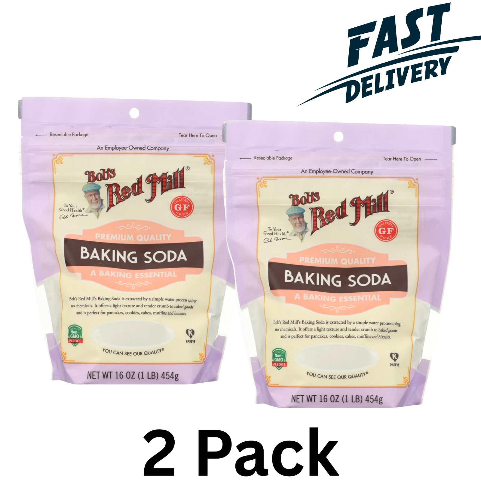 2 PACK Bob’s Red Mill Baking Soda Gluten Free 16 Oz (Total 32 Oz) EXP: 12/2026