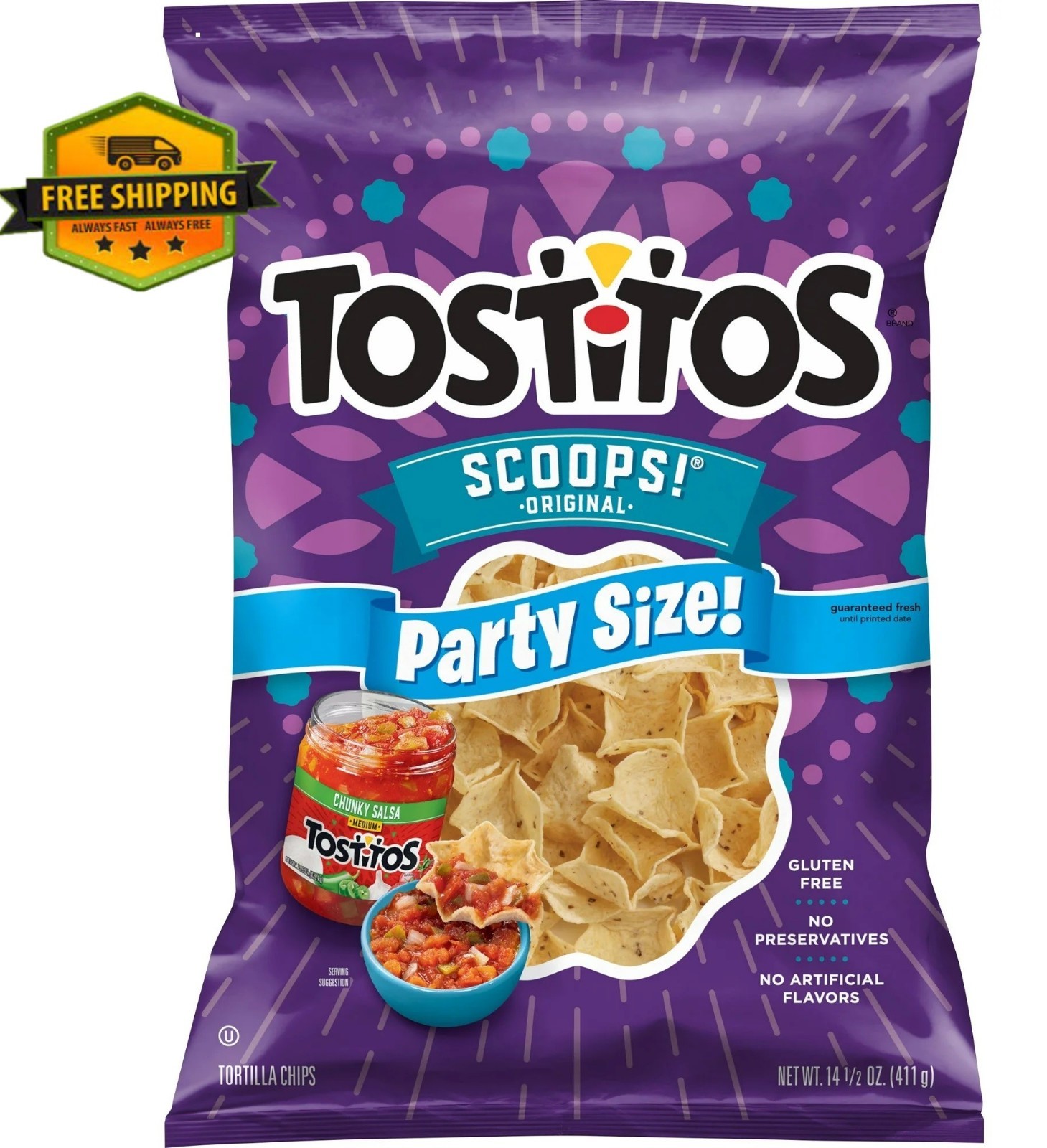 Tostitos Scoops Large Party-Size Tortilla Chips, 14.5-ounce Bag
